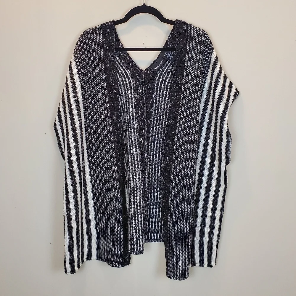 Nina Leonard black stripe Sleeveless cardigan sweater - Picture 4 of 9